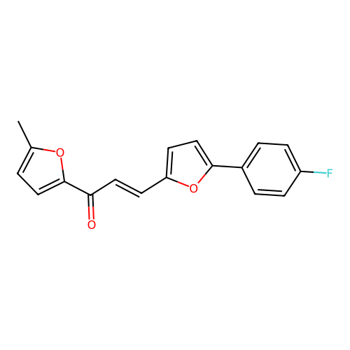 (E)-3-(5-(4-fluorophenyl)furan-2-yl)-1-(5-methylfuran-2-yl)prop-2-en-1-one structure
