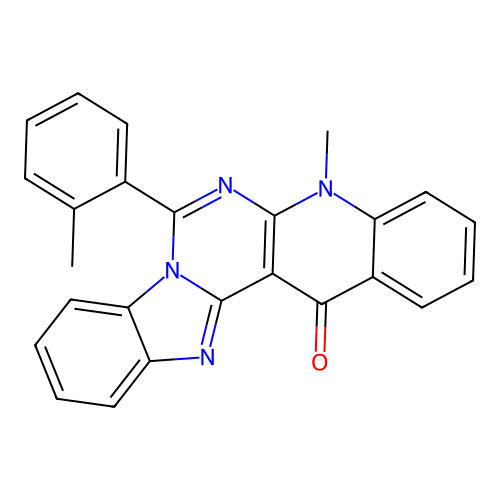 5-methyl-7-(2-methylphenyl)benzimidazo[1',2':1,6]pyrimido[4,5-b]quinolin-14(5H)-one structure