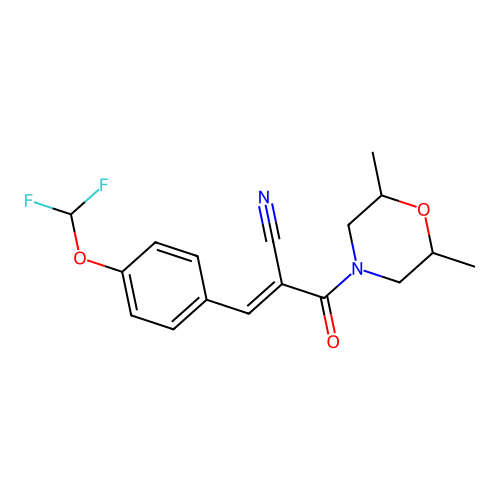 3-[4-(difluoromethoxy)phenyl]-2-(2,6-dimethylmorpholine-4-carbonyl)prop-2-enenitrile structure