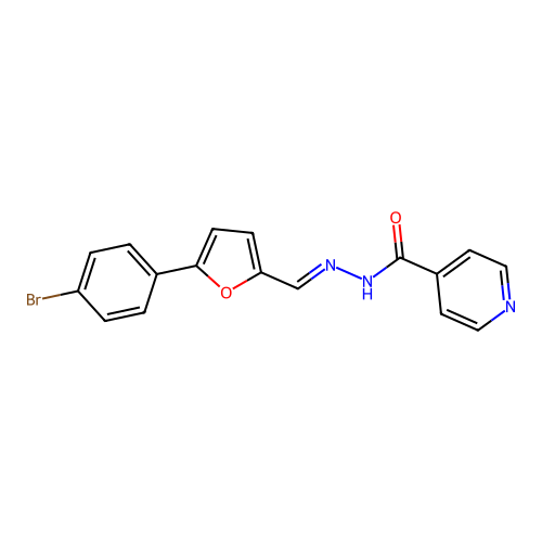 (E)-N'-((5-(4-bromophenyl)furan-2-yl)methylene)isonicotinohydrazide structure