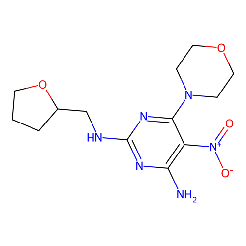 6-morpholin-4-yl-5-nitro-2-N-(oxolan-2-ylmethyl)pyrimidine-2,4-diamine structure