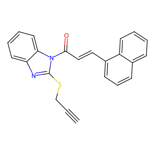 (2E)-3-naphthyl-1-(2-prop-2-ynylthiobenzimidazolyl)prop-2-en-1-one structure