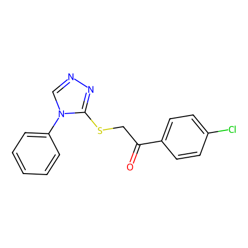 1-(4-chlorophenyl)-2-[(4-phenyl-4H-1,2,4-triazol-3-yl)sulfanyl]ethanone structure