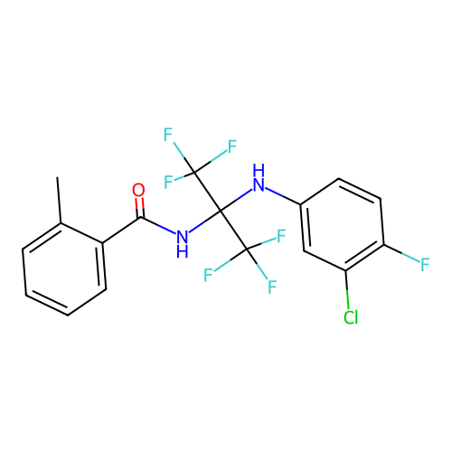 N-[2-(3-chloro-4-fluoroanilino)-1,1,1,3,3,3-hexafluoropropan-2-yl]-2-methylbenzamide structure