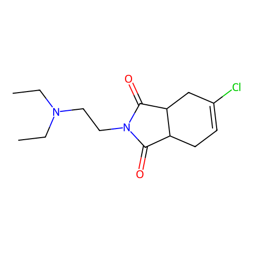5-chloro-2-(2-diethylaminoethyl)-3a,4,7,7a-tetrahydroisoindole-1,3-dione structure