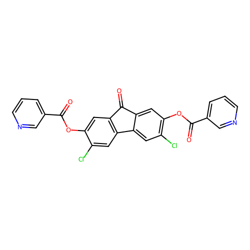 3,6-dichloro-9-oxo-9H-fluorene-2,7-diyl dinicotinate structure