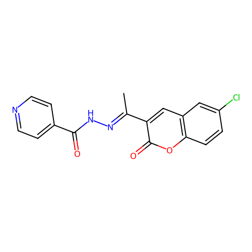 N'-[(1E)-1-(6-chloro-2-oxo-2H-chromen-3-yl)ethylidene]pyridine-4-carbohydrazide structure