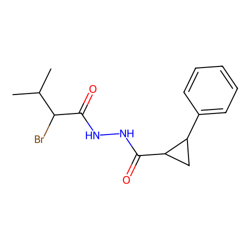 N'-(2-bromo-3-methylbutanoyl)-2-phenylcyclopropanecarbohydrazide structure