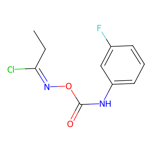(E)-N-(((3-fluorophenyl)carbamoyl)oxy)propionimidoyl chloride structure