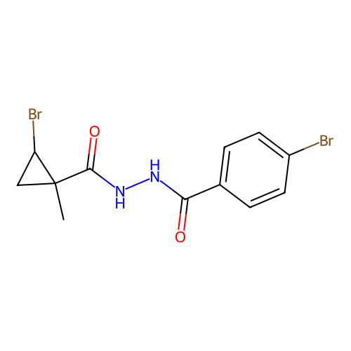 4-bromo-N'-(2-bromo-1-methylcyclopropanecarbonyl)benzohydrazide structure