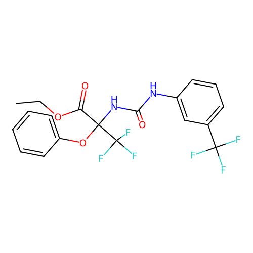 Ethyl 3,3,3-trifluoro-2-phenoxy-2-[[3-(trifluoromethyl)phenyl]carbamoylamino]propanoate structure