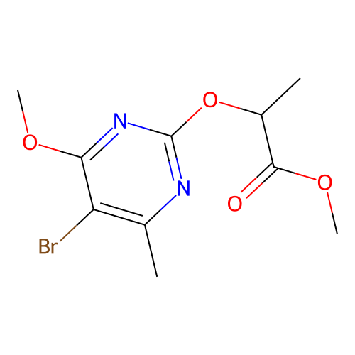 Methyl 2-(5-bromo-6-methoxy-4-methylpyrimidin-2-yloxy)propanoate structure