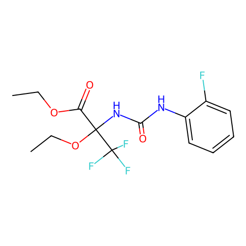 ethyl 2-ethoxy-3,3,3-trifluoro-N-[(2-fluorophenyl)carbamoyl]alaninate structure