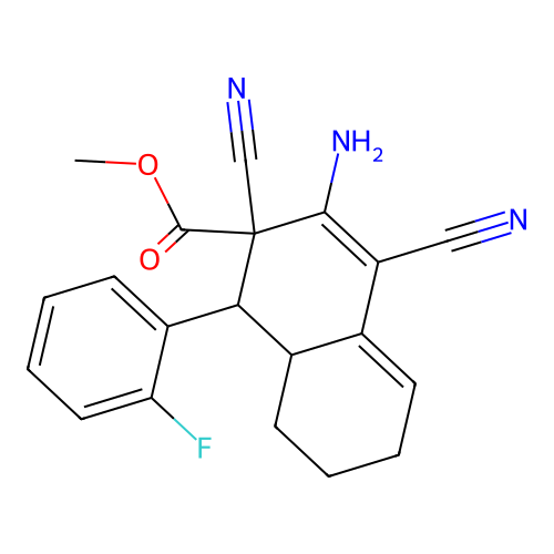 methyl 3-amino-2,4-dicyano-1-(2-fluorophenyl)-1,2,6,7,8,8a-hexahydronaphthalene-2-carboxylate structure