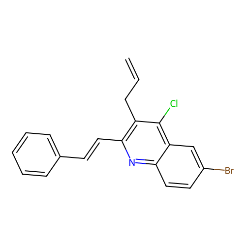 6-bromo-4-chloro-2-[(E)-2-phenylethenyl]-3-(prop-2-en-1-yl)quinoline structure