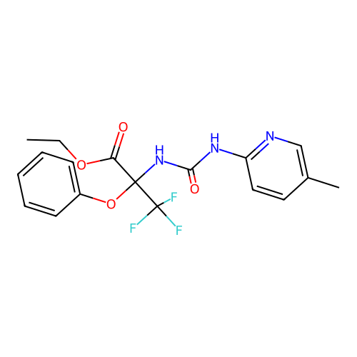 Ethyl 3,3,3-trifluoro-2-(3-(5-methylpyridin-2-yl)ureido)-2-phenoxypropanoate structure