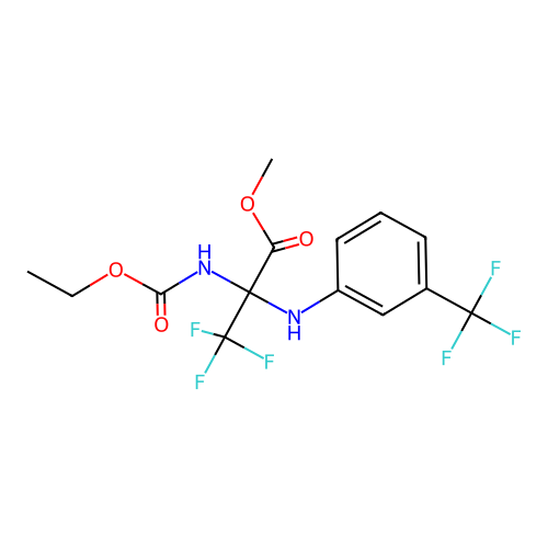 methyl 2-(ethoxycarbonylamino)-3,3,3-trifluoro-2-[3-(trifluoromethyl)anilino]propanoate structure