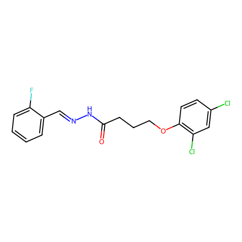 4-(2,4-dichlorophenoxy)-N'-[(E)-(2-fluorophenyl)methylidene]butanehydrazide structure