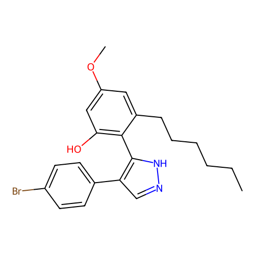 2-(4-(4-bromophenyl)-1H-pyrazol-3-yl)-3-hexyl-5-methoxyphenol structure