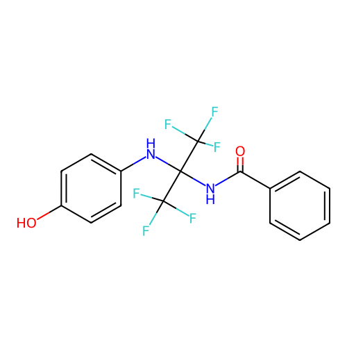 N-[2,2,2-Trifluoro-1-(4-hydroxyanilino)-1-(trifluoromethyl)ethyl]benzamide structure