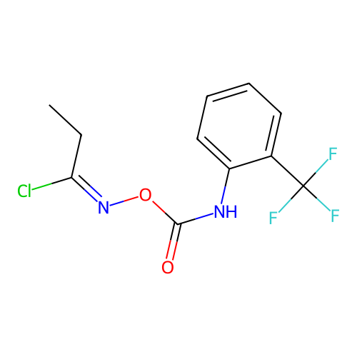 (1E)-N-({[2-(trifluoromethyl)phenyl]carbamoyl}oxy)propanimidoyl chloride structure