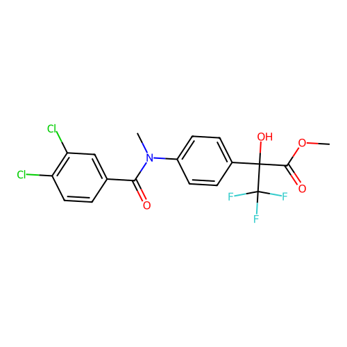 methyl 2-(4-(3,4-dichloro-N-methylbenzamido)phenyl)-3,3,3-trifluoro-2-hydroxypropanoate structure