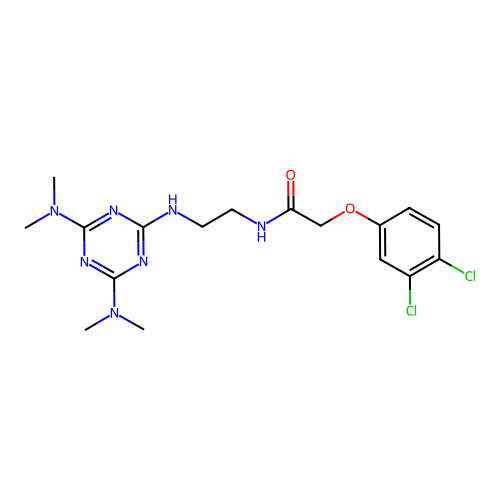 N-[2-[[4,6-bis(dimethylamino)-1,3,5-triazin-2-yl]amino]ethyl]-2-(3,4-dichlorophenoxy)acetamide structure