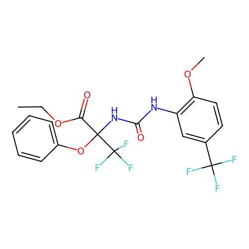 ethyl 3,3,3-trifluoro-N-{[2-methoxy-5-(trifluoromethyl)phenyl]carbamoyl}-2-phenoxyalaninate structure