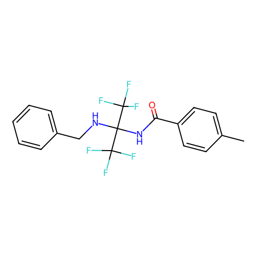 N-[1-(Benzylamino)-2,2,2-trifluoro-1-(trifluoromethyl)ethyl]-p-toluamide structure