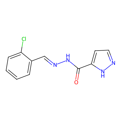 N'-[(E)-(2-chlorophenyl)methylidene]-1H-pyrazole-3-carbohydrazide structure