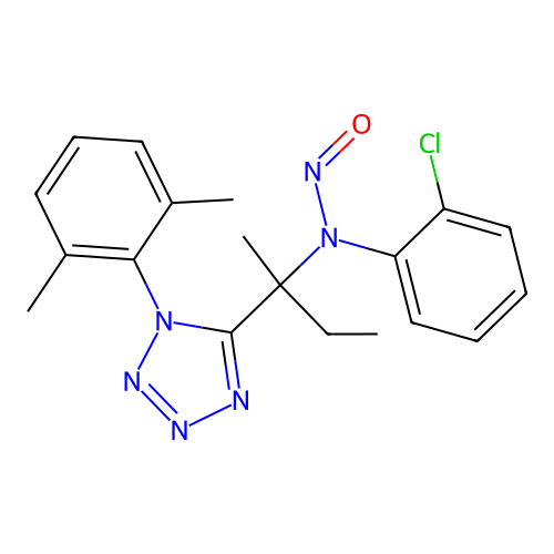 2-chloro-N-{2-[1-(2,6-dimethylphenyl)-1H-tetrazol-5-yl]butan-2-yl}-N-nitrosoaniline structure