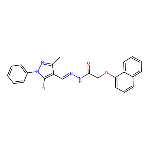 (E)-N'-((5-chloro-3-methyl-1-phenyl-1H-pyrazol-4-yl)methylene)-2-(naphthalen-1-yloxy)acetohydrazide structure