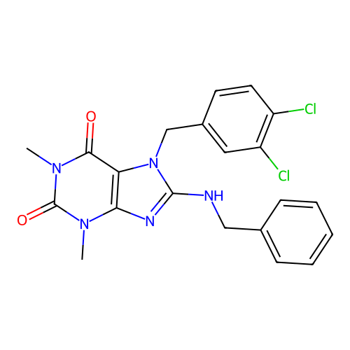 8-(benzylamino)-7-(3,4-dichlorobenzyl)-1,3-dimethyl-1H-purine-2,6(3H,7H)-dione structure