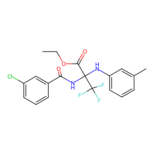 Ethyl 2-[(3-chlorobenzoyl)amino]-3,3,3-trifluoro-2-(3-methylanilino)propanoate structure