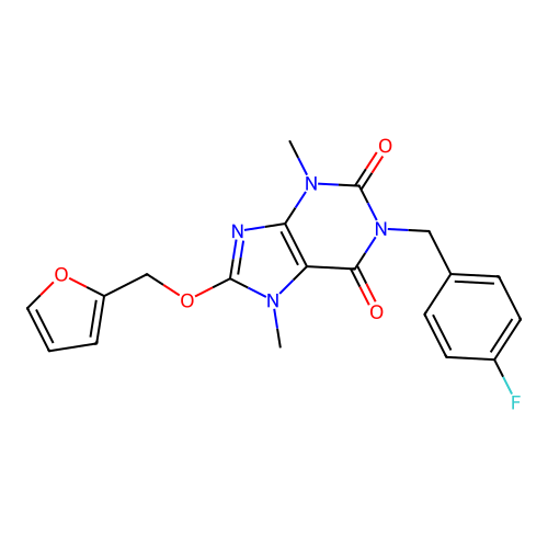 1-(4-fluorobenzyl)-8-(furan-2-ylmethoxy)-3,7-dimethyl-1H-purine-2,6(3H,7H)-dione structure