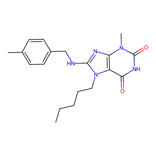 3-methyl-8-[(4-methylbenzyl)amino]-7-pentyl-3,7-dihydro-1H-purine-2,6-dione structure