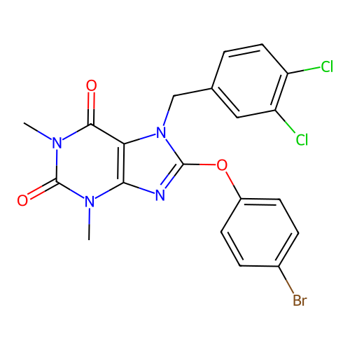 8-(4-bromophenoxy)-7-(3,4-dichlorobenzyl)-1,3-dimethyl-1H-purine-2,6(3H,7H)-dione structure