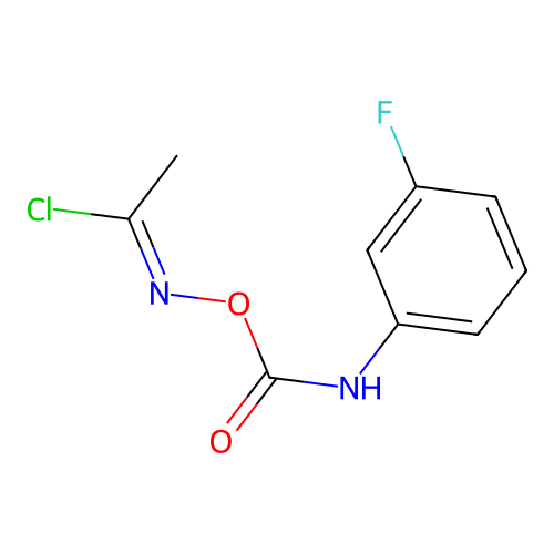 (E)-N-(((3-fluorophenyl)carbamoyl)oxy)acetimidoyl chloride structure