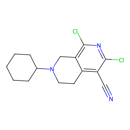 1,3-Dichloro-7-cyclohexyl-5,6,7,8-tetrahydro-2,7-naphthyridine-4-carbonitrile structure