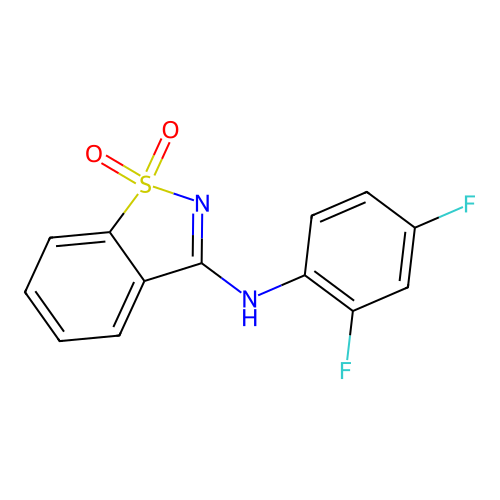 N-(2,4-difluorophenyl)-1,2-benzothiazol-3-amine 1,1-dioxide structure