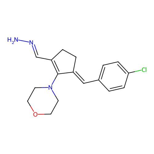 4-[(5E)-5-[(4-CHLOROPHENYL)METHYLIDENE]-2-METHANEHYDRAZONOYLCYCLOPENT-1-EN-1-YL]MORPHOLINE structure