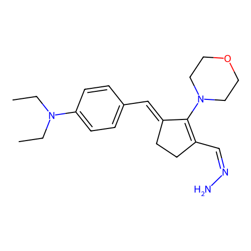 N,N-diethyl-4-[(E)-[3-[(Z)-hydrazinylidenemethyl]-2-morpholin-4-ylcyclopent-2-en-1-ylidene]methyl]aniline structure
