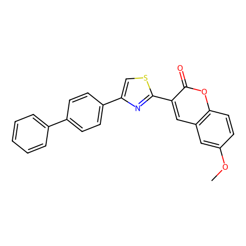 3-[4-(biphenyl-4-yl)-1,3-thiazol-2-yl]-6-methoxy-2H-chromen-2-one structure