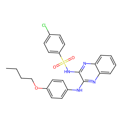 N-[3-(4-butoxyanilino)quinoxalin-2-yl]-4-chlorobenzenesulfonamide structure