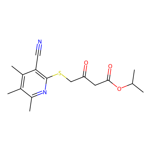 Propan-2-yl 4-[(3-cyano-4,5,6-trimethylpyridin-2-yl)sulfanyl]-3-oxobutanoate structure