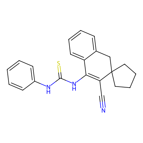 1-(3'-cyano-1'H-spiro[cyclopentane-1,2'-naphthalen]-4'-yl)-3-phenylthiourea structure