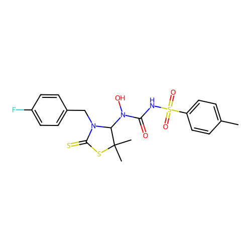 1-[3-[(4-fluorophenyl)methyl]-5,5-dimethyl-2-sulfanylidene-1,3-thiazolidin-4-yl]-1-hydroxy-3-(4-methylphenyl)sulfonylurea structure