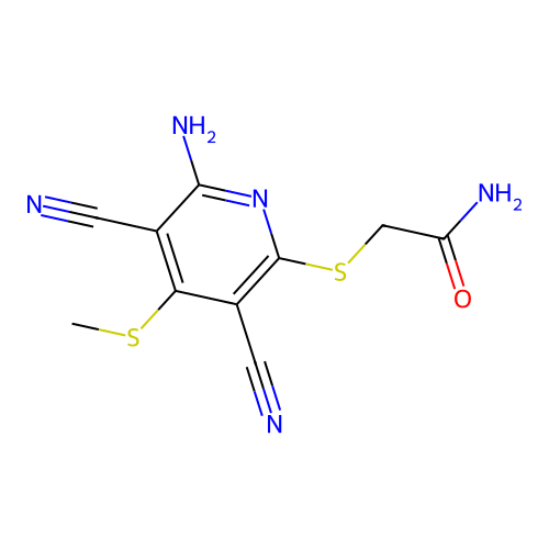 2-{[6-Amino-3,5-dicyano-4-(methylsulfanyl)pyridin-2-yl]sulfanyl}acetamide structure