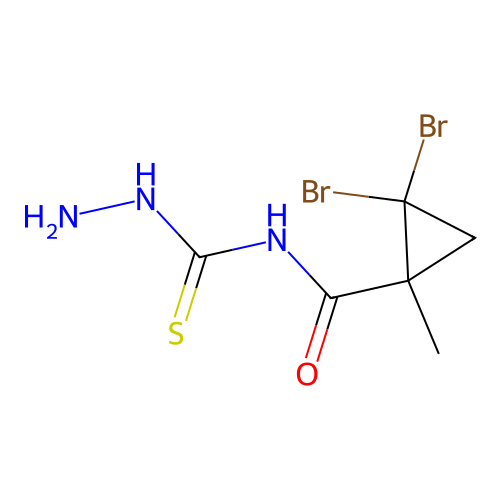 2,2-dibromo-N-(hydrazinylcarbonothioyl)-1-methylcyclopropanecarboxamide structure