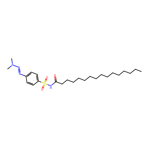 (E)-N-((4-(3,3-dimethyltriaz-1-en-1-yl)phenyl)sulfonyl)palmitamide structure